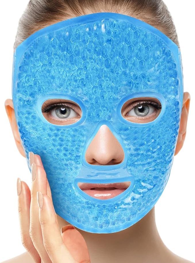 Ice Pack Cold Face Eye Masks Reduce Face Puff, Dark Circles, Reusable Cold Hot Gel Face Eye Mask, Suitable for Women Facial SPA, Ice Face Mask for Sleeping, Headaches (Blue)-Velvo Beauty