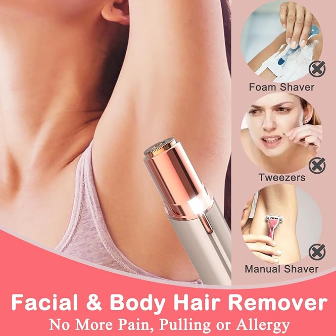 Facial Hair Remover for Women - Removal Shaver for Women - USB Rechargeable Lady Face Razor Trimmer for Face Lips Chin Peach Fuzz Arms Legs and Bikini Line-Velvo Beauty
