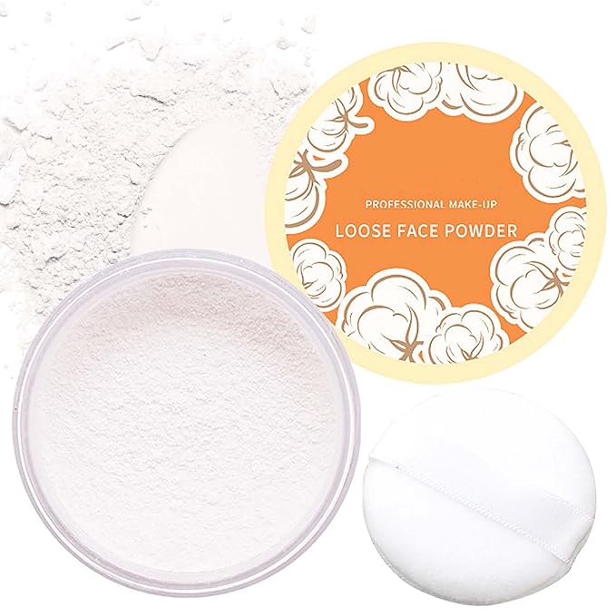 Oil Control Loose Face Powder,Translucent Setting Powder With a Powder Puff Long Lasting Makeup Covering Blemishes Brightens Skin Tone,Natural Matte Loose Powder for Women（1）-Velvo Beauty