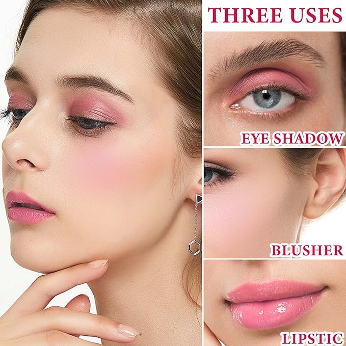 Cream Blush Stick,Blush Stick for Cheeks with Contour Brush,3-in-1 Long Lasting Waterproof Blush&Eye Shadow&Lip Gloss for Fair Skin Types（01 Milk Tea Pink）-Velvo Beauty