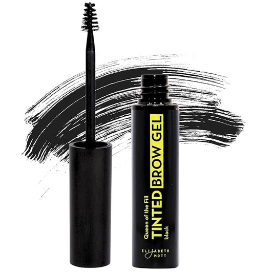 Elizabeth Mott Eyebrow Gel - Queen of the Fill Tinted Brow Filler, Volumizer & Setter - Defines, Shapes & Covers Grays - Water-Resistant, Long-Lasting, Smudge-Proof - Cruelty-Free, Black Shade, 4g-Velvo Beauty