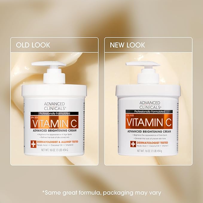 Advanced Clinicals Vitamin C Cream Face & Body Lotion Moisturizer | Anti Aging Skin Care Firming & Brightening Cream For Body, Face, Uneven Skin Tone, Wrinkles, & Sun Damaged Dry Skin, 16 Oz-Velvo Beauty