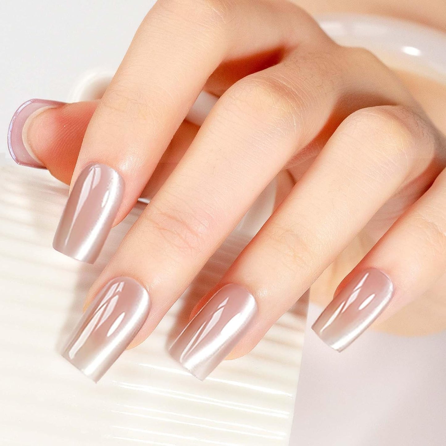 Nude Magnetic Cat Eye Gel Nail Polish Set with Magnetic Stick and Nail Lamp, 12ML-Velvo Beauty