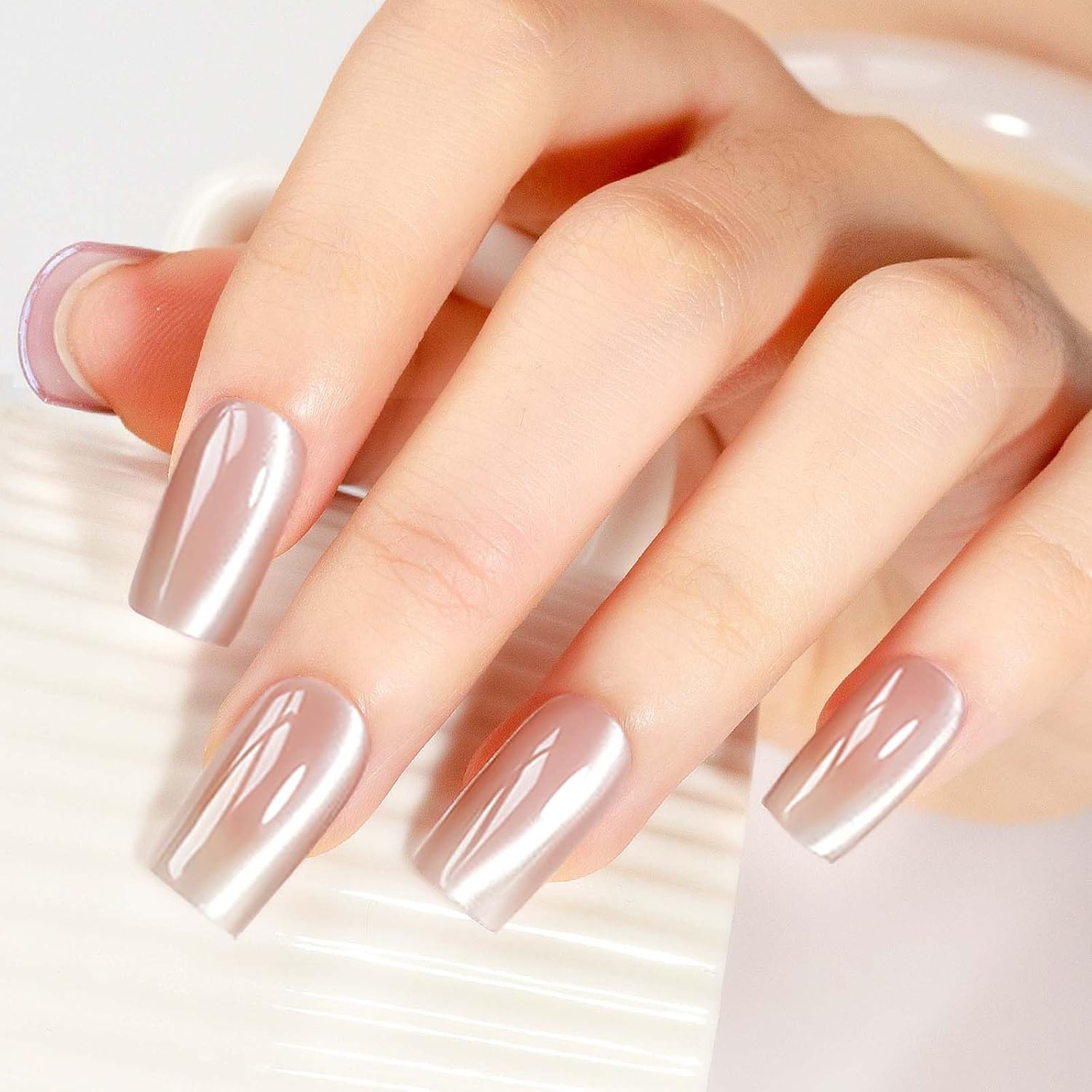 Nude Magnetic Cat Eye Gel Nail Polish Set with Magnetic Stick and Nail Lamp, 12ML-Velvo Beauty