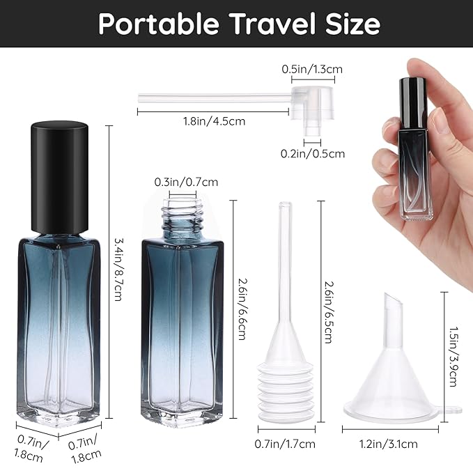 Segbeauty Travel Perfume Bottle Refillable, 5pcs 10ML Mini Glass Perfume Containers with Funnel and Pipette, Empty Portable Leak-proof Fragrance Bottles Spray Atomizer Pump Bottle Kit for Toiletries-Velvo Beauty