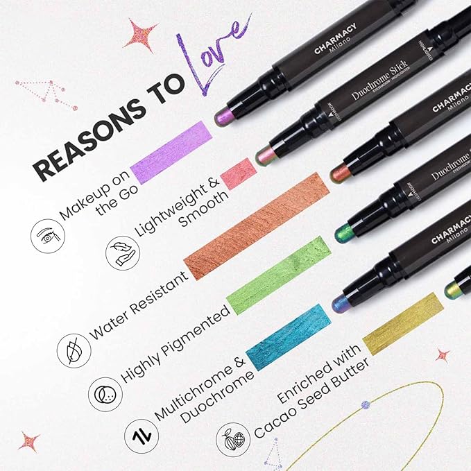 CHARMACY Multichrome 2 in 1 Cream Eyeshadow Stick, Waterproof Eye Brightener Highlighter Stick Makeup, High Pigmented, Smudge-Proof, Vegan & Cruelty-Free (SET2-902/904/906)-Velvo Beauty