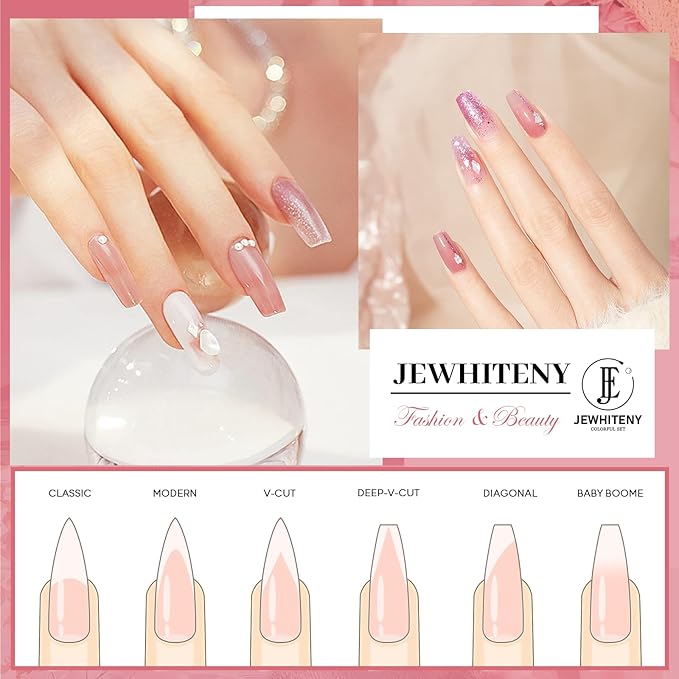 JEWHITENY 14 PCS Poly Nail Gel Kit Poly Extension Gel Kit Starter Kit With Slip Solution Professional Extension Set With LED Lamp Nail Art Design Beginner All In One-Velvo Beauty