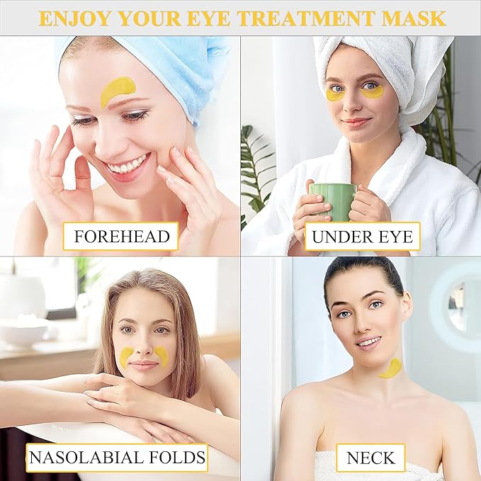 24k Gold Under Eye Patches, Eye Masks for Puffy Eyes 60 pcs, for Dark Circles and Puffiness, Hydrating Eye Mask Skincare, Eye Gel Pads for Eye Bags and Wrinkles Under Eye Treatment-Velvo Beauty