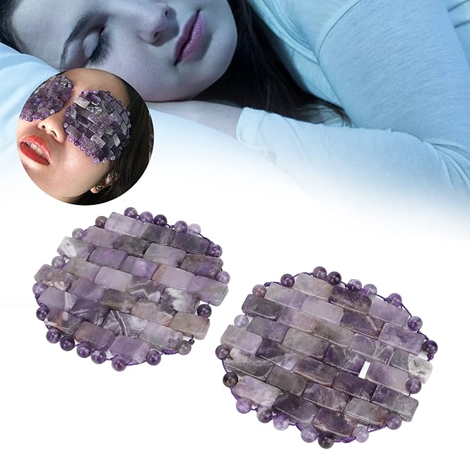 Jade Eye Mask, Amethyst Eye Pack Wrinkle Puff Elimination Dark Circles Fading Quartz Stone Eye Patch Jadestone Eye Massager Relieve Eye Fatigue-Velvo Beauty