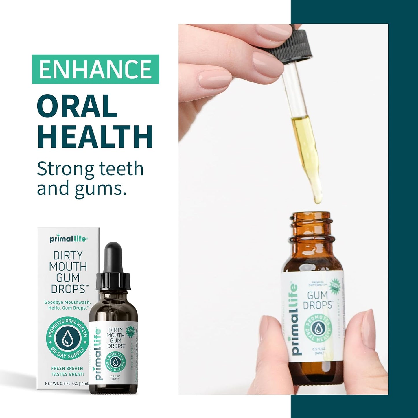 Primal Life Organics - Dirty Mouth Gum Serum, Natural Essential Oils, Promotes Good Breath, Gentle Mouthwash, Supports Good Oral Health, Great On Your Gums, Paleo, Organic, Vegan, Gluten-Free (0.5 oz)-Velvo Beauty