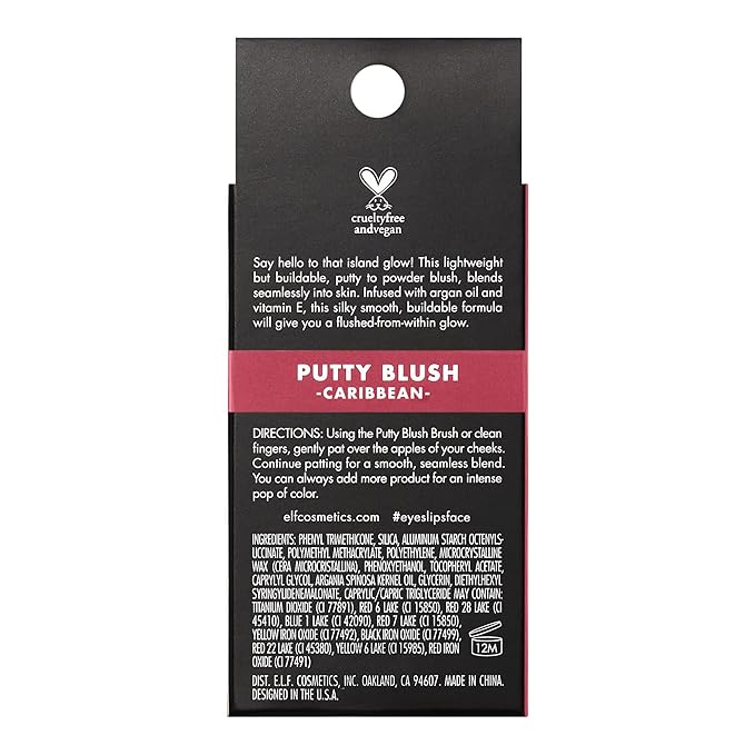e.l.f. Putty Blush, Creamy & High-Pigment Formula For A Natural Glow, Delivers A Semi-Matte & Powder Finish, Vegan & Cruelty-Free, Caribbean-Velvo Beauty