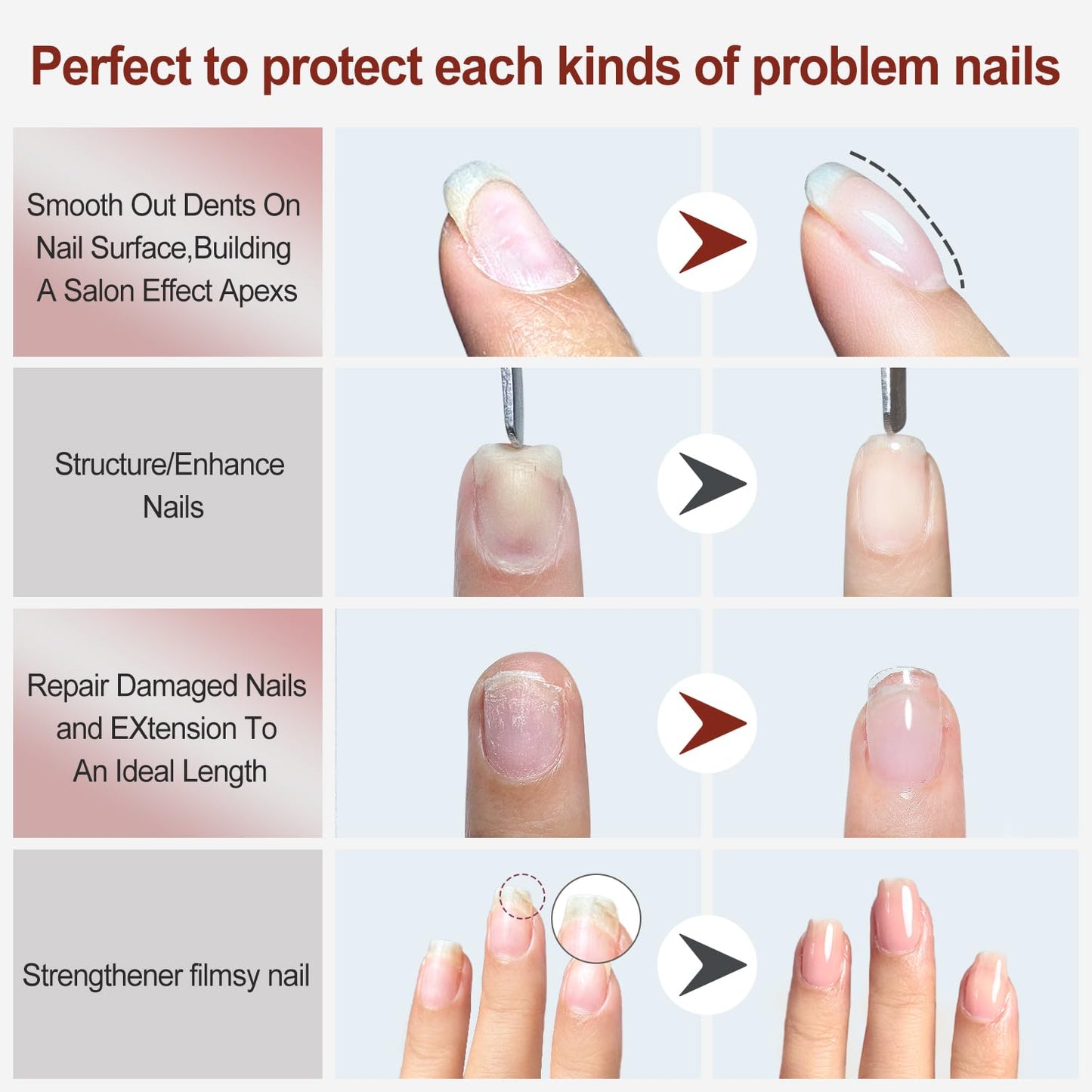 FZANEST Rubber Base Gel Polish, 6pcs*7.5ml Builder Gel Jelly Sheer Natrual Nude Pink in a Bottle UV Gel Polish Kit, Structure Quick Extension Gel-Velvo Beauty