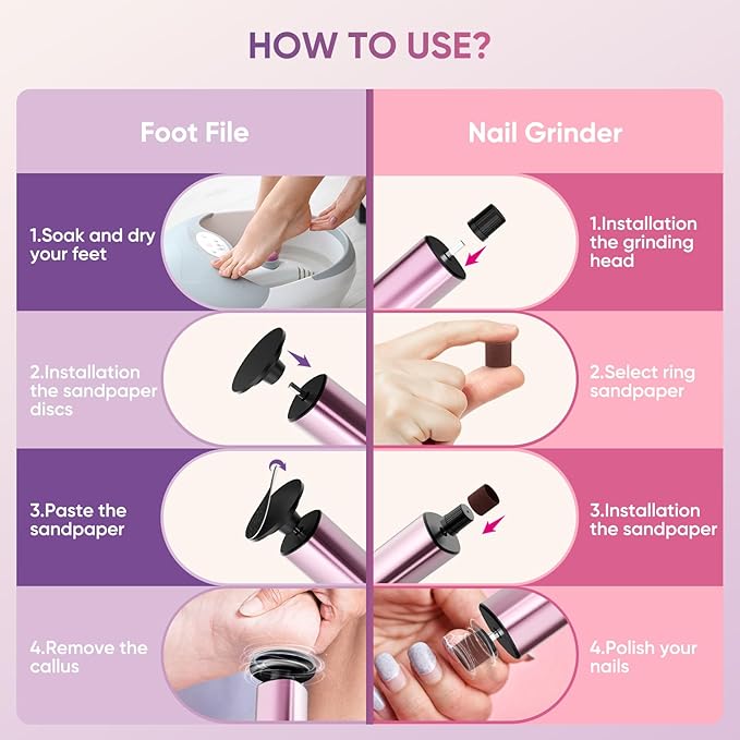 Electric Foot Callus Remover, 2in1 Rechargeable Foot File Callus Remover for Feet, 9 Speeds Foot Scrubber Dead Skin Pedicure Tools for Feet Heel Scraper for Cracked Heels with Sandpaper Discs-Velvo Beauty