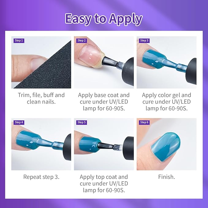 JODSONE 60 Bottles of Gel Nail Polish Kit with U V Light 55 Kinds of Gorgeous and Charming Gel Polish Kit 5 Pieces Soak off Glossy Matte Top Coat Base Coat-Velvo Beauty