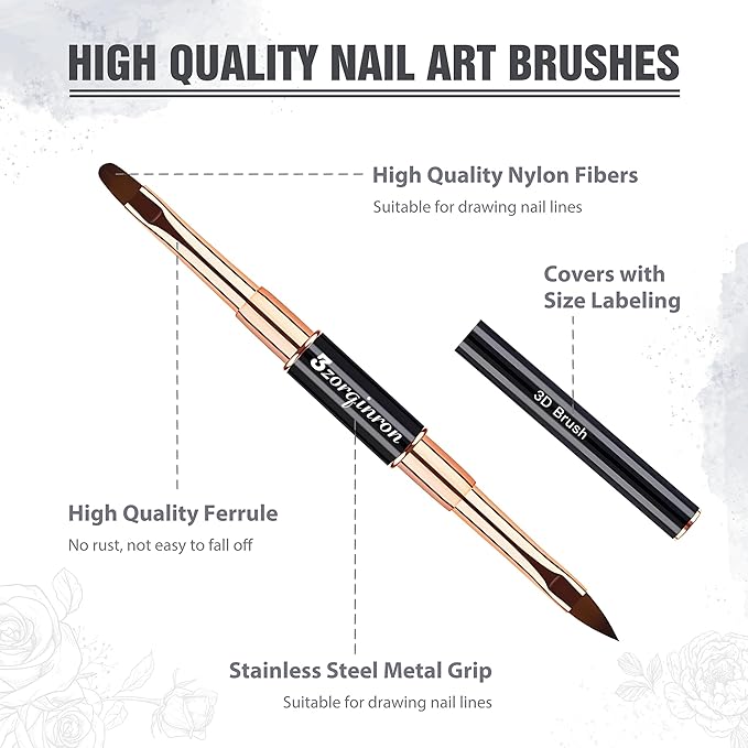 Nail Art Bushes Set, Professional 5Pcs Double-Ended Nail Brush Kit for Details, Long Lines, Ombre & 3D Design-Perfect for DIY Manicures & Salons (Black)-Velvo Beauty