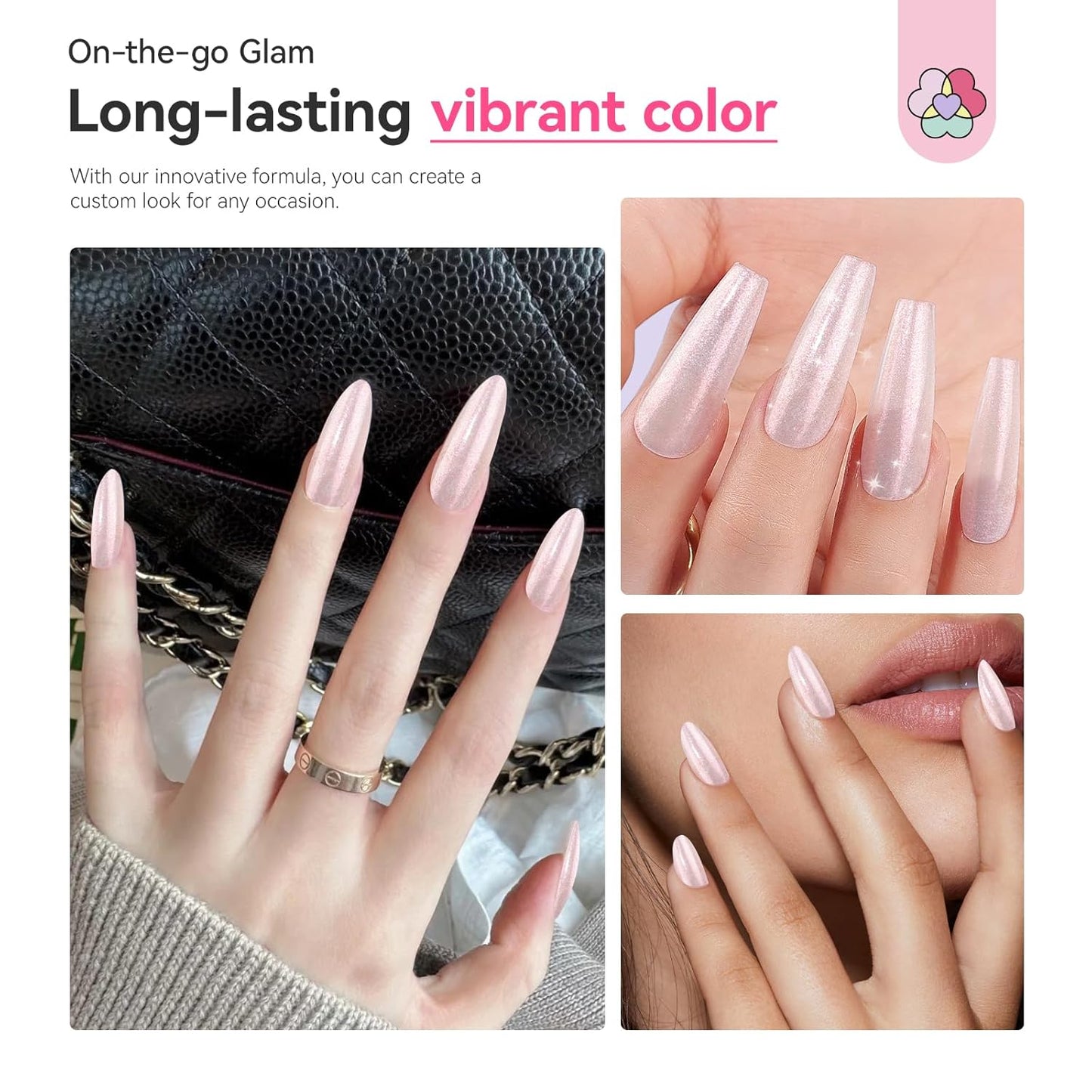 SAVILAND Color Artistry Pearl Pink Nail Polish: 7 Days Shimmer Aurora Finish Fingernail Polish Quick Dry Glitter Pink Fingernail Polish Regular Bulk Toe Nail Lacquer Non Gel DIY Home Women Manicure-Velvo Beauty