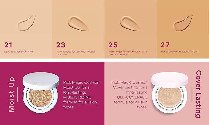 MISSHA Magic Cushion Foundation No.21 (2 Pack) Light Beige for Bright Skin - Flawless Coverage,Dewy Finish,Easy Application for All Skin Types-Velvo Beauty