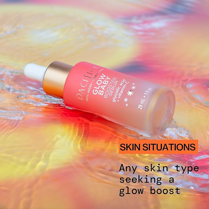 Pacifica Vitamin C Face Serum - Glow Baby Booster Facial Serum - Glycolic Acid Serum For Face - Dark Spot Corrector Anti Aging Brightening - Dermatologist Tested, Fragrance Free, Clean Skin Care Vegan-Velvo Beauty