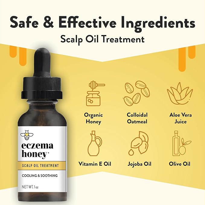 ECZEMA HONEY Soothing Scalp Oil - Natural Honey Hair Oil & Scalp Care - Daily Itchy Scalp Relief Serum - Dry Scalp Treatment Helps With Psoriasis, Seborrheic Dermatitis, Dandruff & More (1 Oz)-Velvo Beauty