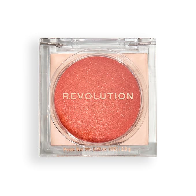 Revolution, Beam Bright Blush, Blendable & Buildable Face Powder Blush, Luminous Finish for Radiant Cheeks, Vegan & Cruelty-Free, Orange Crush, 0.09 Oz-Velvo Beauty