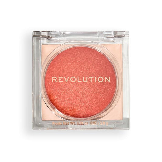 Revolution, Beam Bright Blush, Blendable & Buildable Face Powder Blush, Luminous Finish for Radiant Cheeks, Vegan & Cruelty-Free, Orange Crush, 0.09 Oz-Velvo Beauty