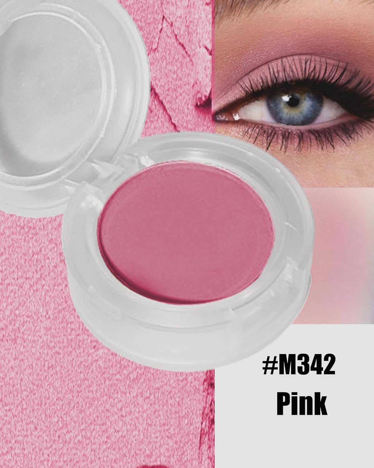 Single Matte Eyeshadow, Pink Eye Shadow Blush Palette Makeup,High Pigment Waterproof Nude Multiuse Pressed Eye Shadows Powder with Smooth Powder,Lightweight Blendable Formula for Daily Eye Look-342-Velvo Beauty