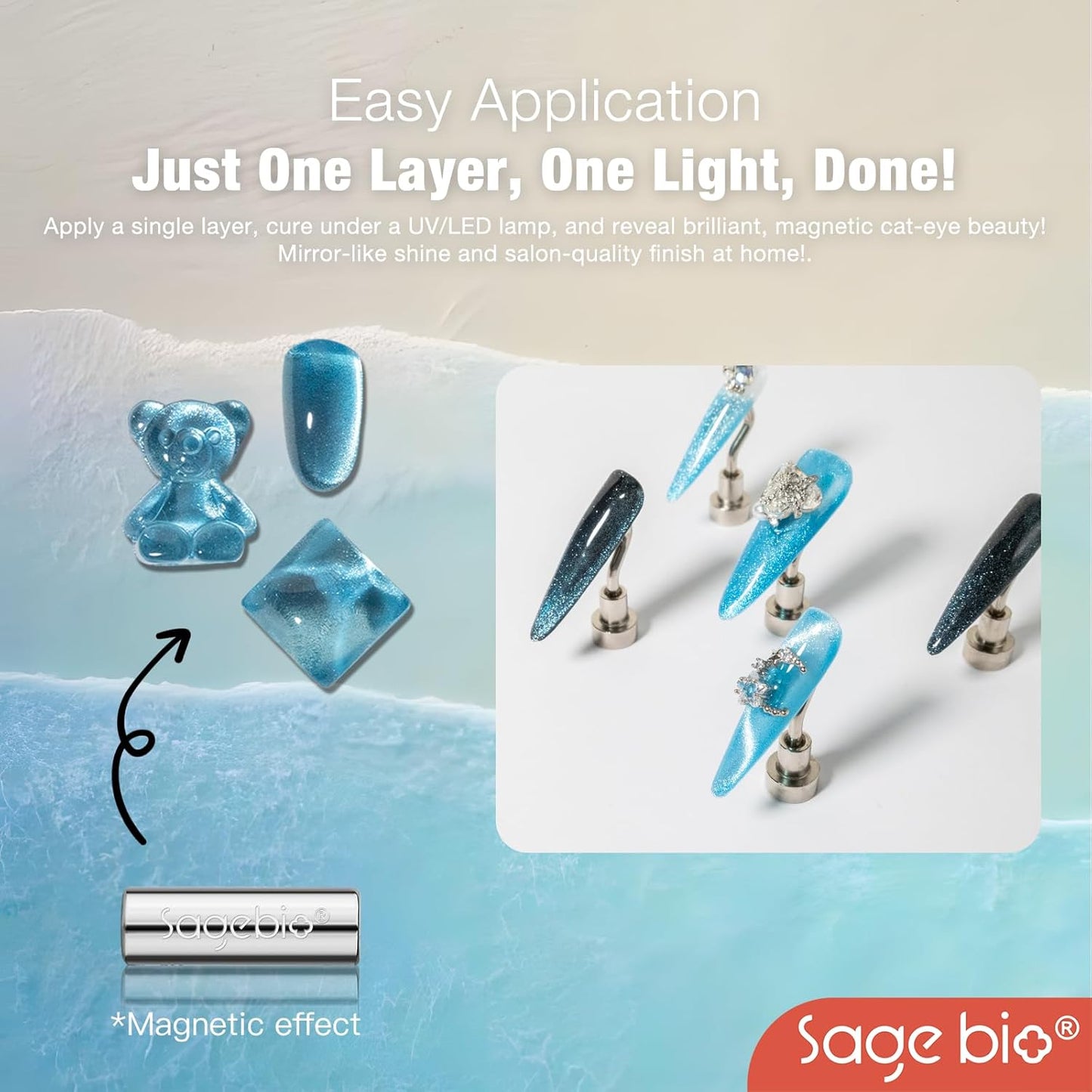 Multifunctional Cat Eye Gel Nail Polish, No Base or Top Coat Required, 15ml, Lasts Up to 4 Weeks, UV/LED Cured, Easy Application, R119-Velvo Beauty