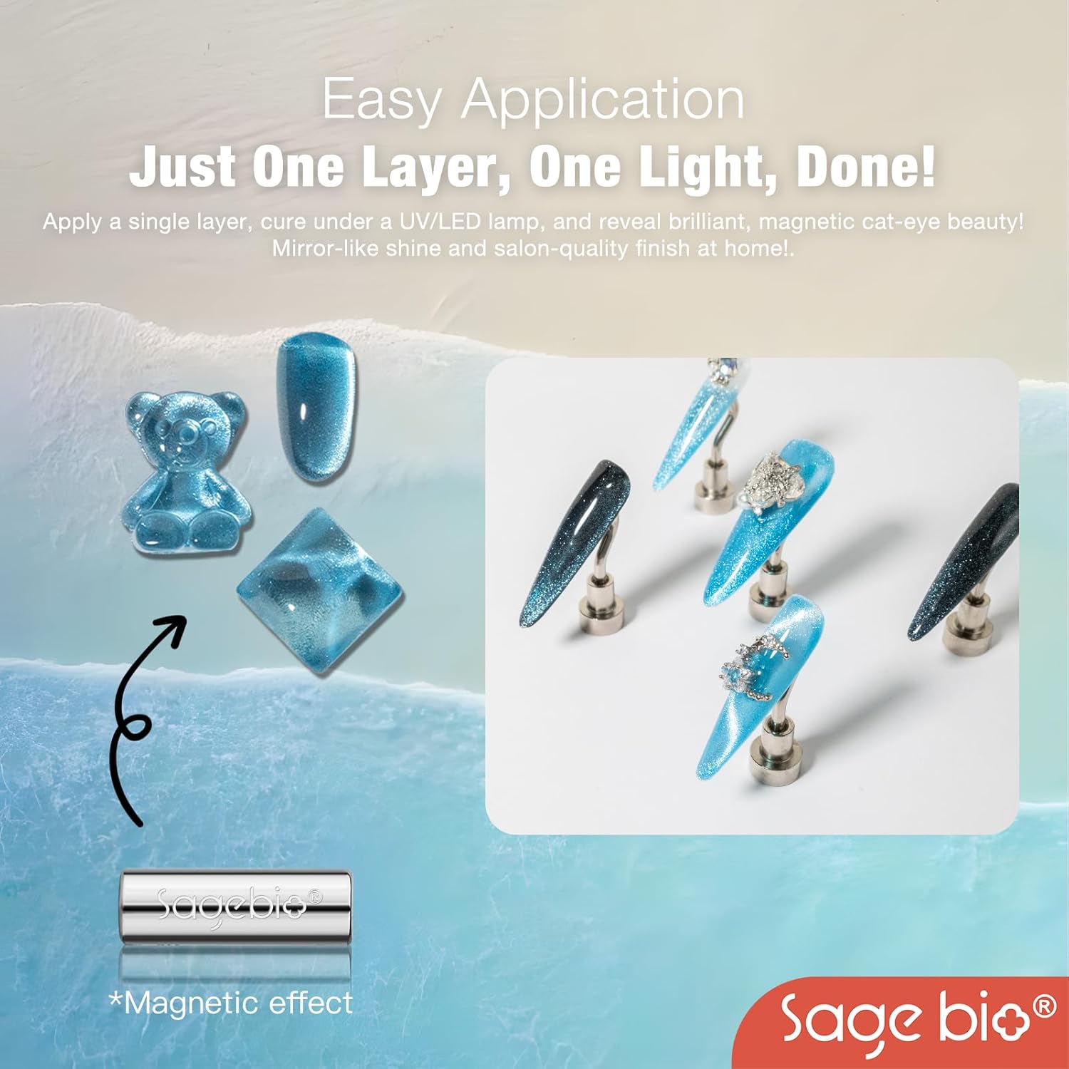 Multifunctional Cat Eye Gel Nail Polish, No Base or Top Coat Required, 15ml, Lasts Up to 4 Weeks, UV/LED Cured, Easy Application, R119-Velvo Beauty