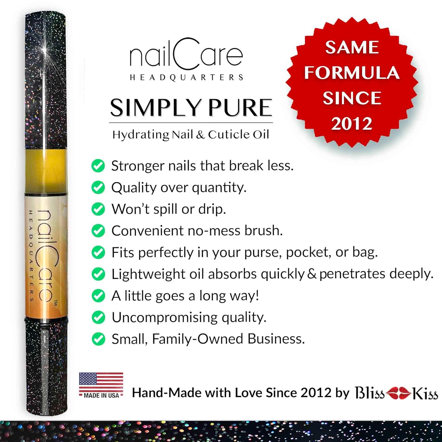 Nail Care Headquarters Simply Pure Cuticle Oil Pen for Nails - Nail Strengthener & Growth Serum for Damaged Nails, Hangnails w/Jojoba cuticle oil—Milk & Honey Fragrance-Velvo Beauty