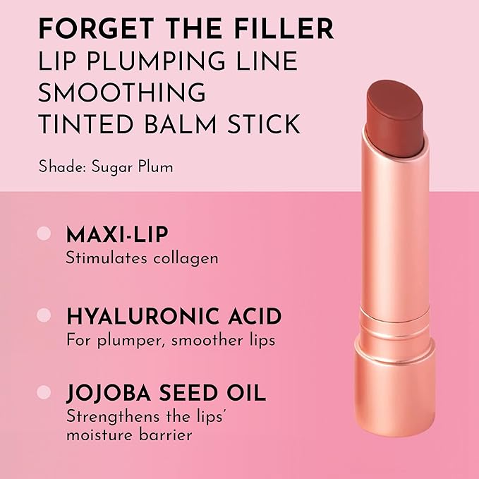 LAWLESS Forget the Filler Lip Plumping Line Smoothing Tinted Balm, Sugarplum, Pink, 0.09 Ounce-Velvo Beauty