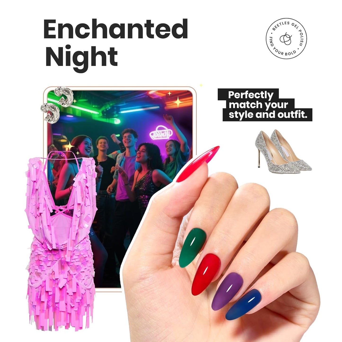 Beetles Christmas Nail Polish Set, 6 Colors Quick Dry Jelly Nail Polish Kit, Winter & Fall Sheer Jelly Syrup Nails Enchanted Night Gifts for Women Salon DIY Manicure Kit-Velvo Beauty