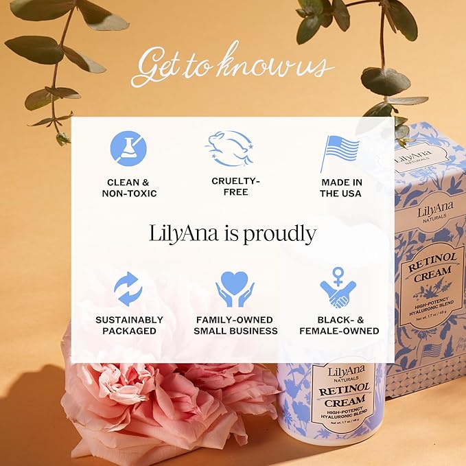LilyAna Naturals Anti Aging Retinol Face Cream for Women – Wrinkle & Neck Cream for Firming, Retinol Moisturizer for Face with Hyaluronic Acid, Hydrating Night Cream for Fine Lines, Collagen Boost-Velvo Beauty