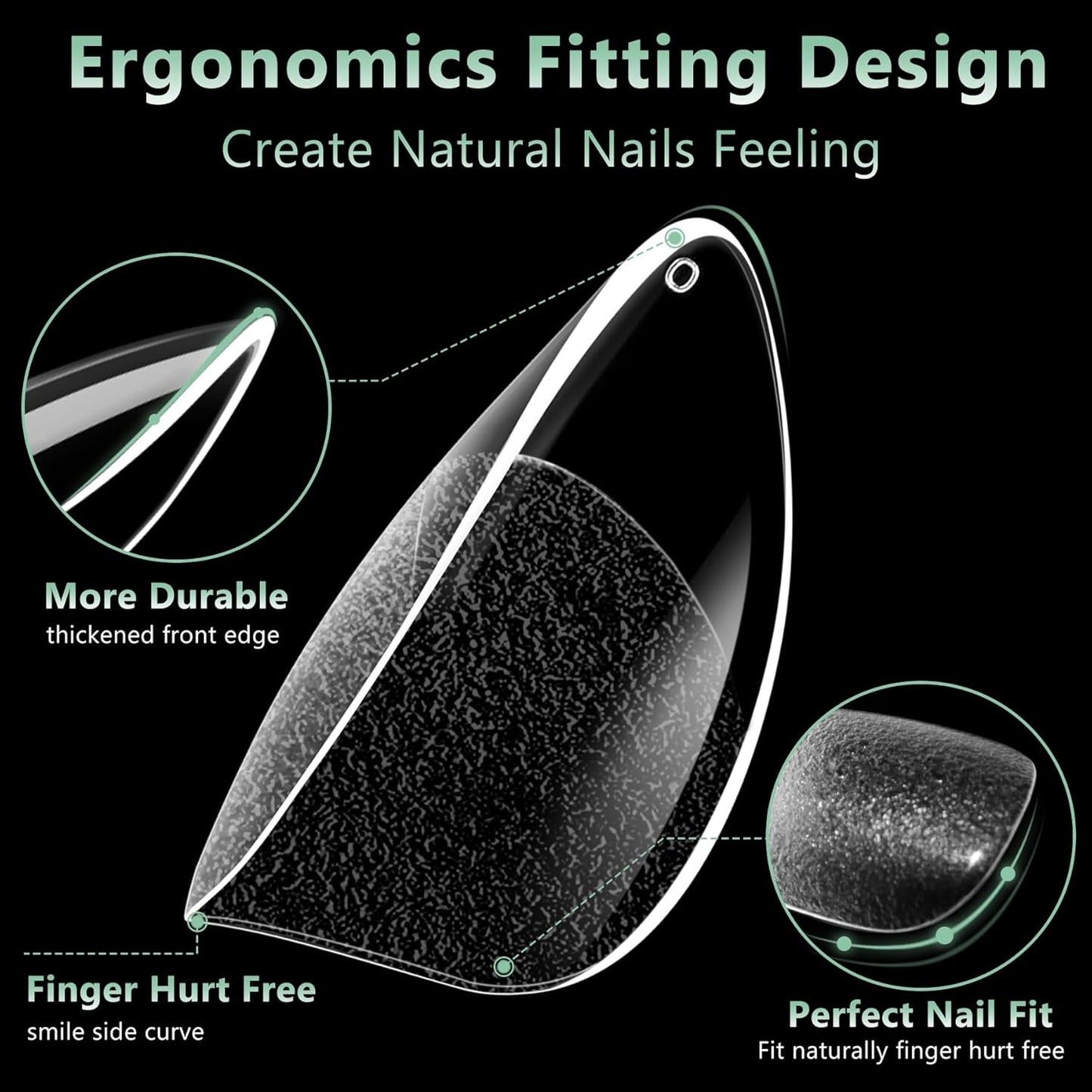 Short Almond Nail Tips, 216pcs Soft Acrylic Fake Nails Gel Nail Tips, Full Cover Pre-Shaped Matte Clear Press on Nails for Extension, Diy at Home Manicure 12 Sizes-Velvo Beauty