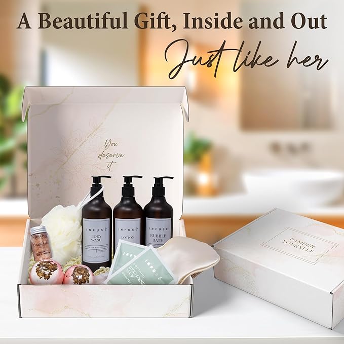 10-Piece Spa Gift Box for Women | Self-Care Set with Eye Mask, Loofa,Bath Bombs,Face Masks,Bubble Bath, Lotion, Body Wash & Bath Salt | Gift for Mom, Grandma, Wife, Bridesmaid or Loved Ones-Velvo Beauty