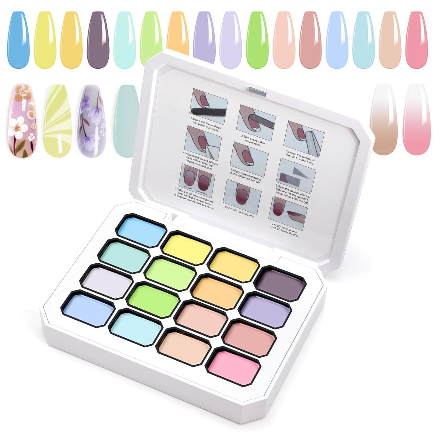 Gradient Painting Gel, 16 Colors Ombre Gel Nail Polish for Ombre Nails Aura Nails, French Manicure DIY Nail Art, Long-lasting High-glossy No-wipe Home DIY Palette Cloud Fluff-Velvo Beauty