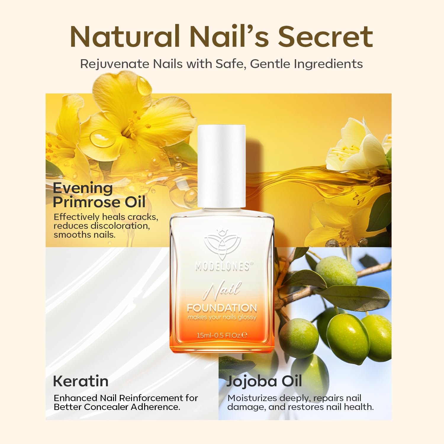 modelones Nail Strengthener Clear Gel Top Coat Nail Polish Cuticle Oil Pen Milky White Nail Repair for Damaged Nails Care Kit for Women 15 ml Ridge Filler for Growth-Velvo Beauty