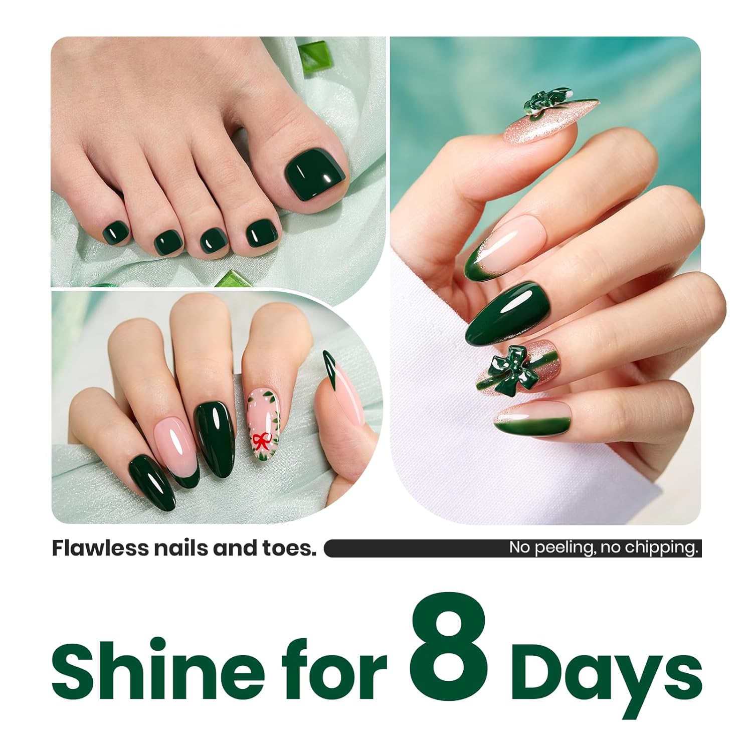 Beetles Fir Greenery Nail Polish, 1Pcs 15ml Fast Drying & Long Lasting Winter Nail Polish Dark Green Nail Lacquer Gift for Women-Velvo Beauty