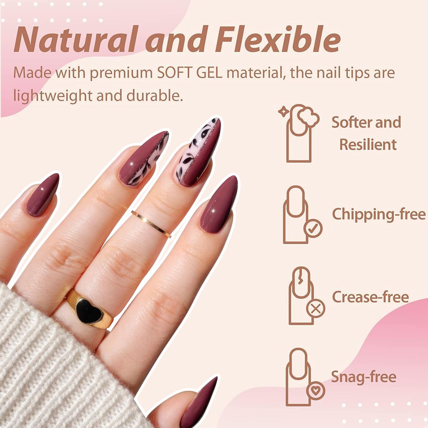 UNA GELLA Medium Almond Gel Nail Tips Half Matte 312pcs Almond Gel Nails No C Curve Clear False Fake Nails Effective Nail Extensions for DIY Art Salon-Level Press On Nails, 12 Sizes-Velvo Beauty