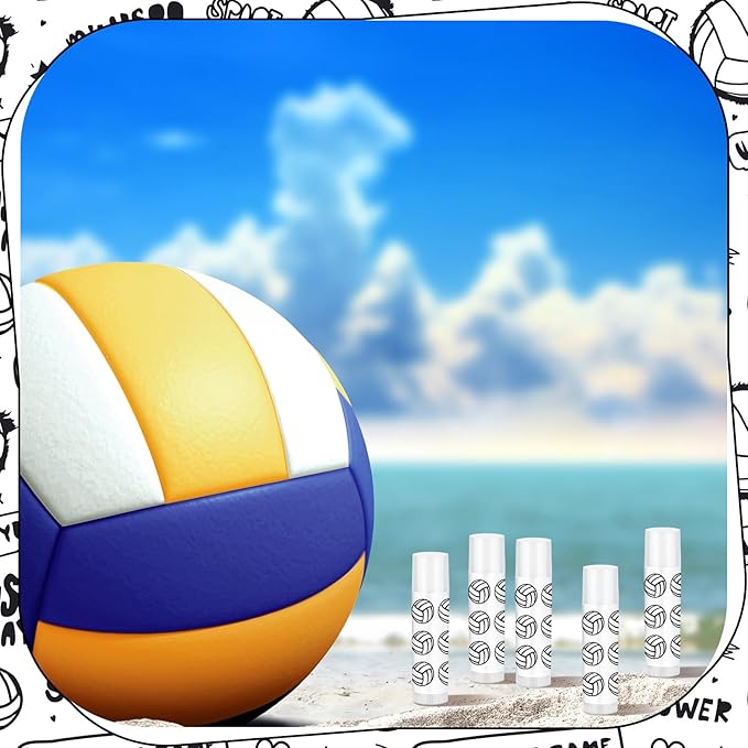 24 Pcs Volleyball Lip Balm Volleyball Team Gifts Volleyball Party Favors Volleyball Lip Balm Gift for Volleyball Team Volleyball Party Guest Supplies (White)-Velvo Beauty