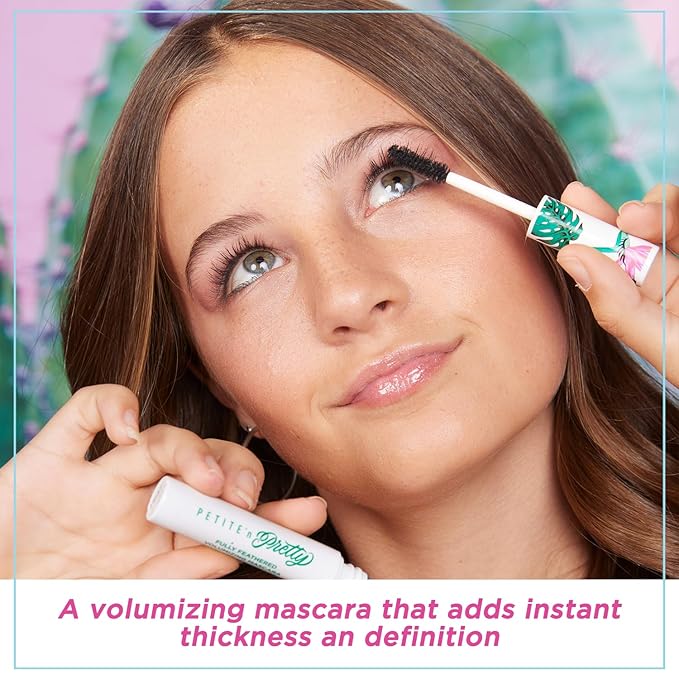 Petite 'n Pretty Eye Makeup Set for Kids - Makeup for Tweens & Teens - Fully Feathered Volumizing Mascara, Eyeliner, Made in the USA, w/Gift Bag-Velvo Beauty