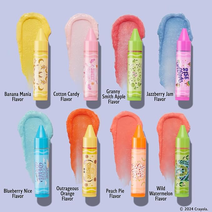 Lip Smacker Crayola Party Pack - 8 Moisturizing Lip Balms, Hydrating & Protecting, Fun Flavors, Glossy Finish, Cruelty-Free - Color of Kindness-Velvo Beauty