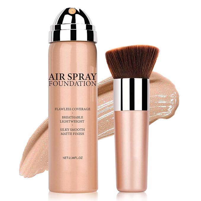 NVLEPTAP Airbrush Foundation Makeup Spray Silky Lightweight Full Coverage Foundation Face Air Cushion Foundation Set with Soft Makeup Brush - 02 Beige-Velvo Beauty