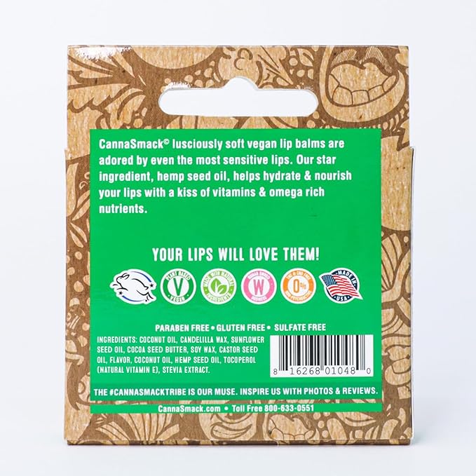 CannaSmack Vegan Hemp Lip Balm - 5 Flavors Included - Soothe, Moisturize, Hydrate, Protect, & Nourish Dry Chapped or Irritated Lips - Made with Hemp Seed Oil, Natural, & Botanical Ingredients-Velvo Beauty