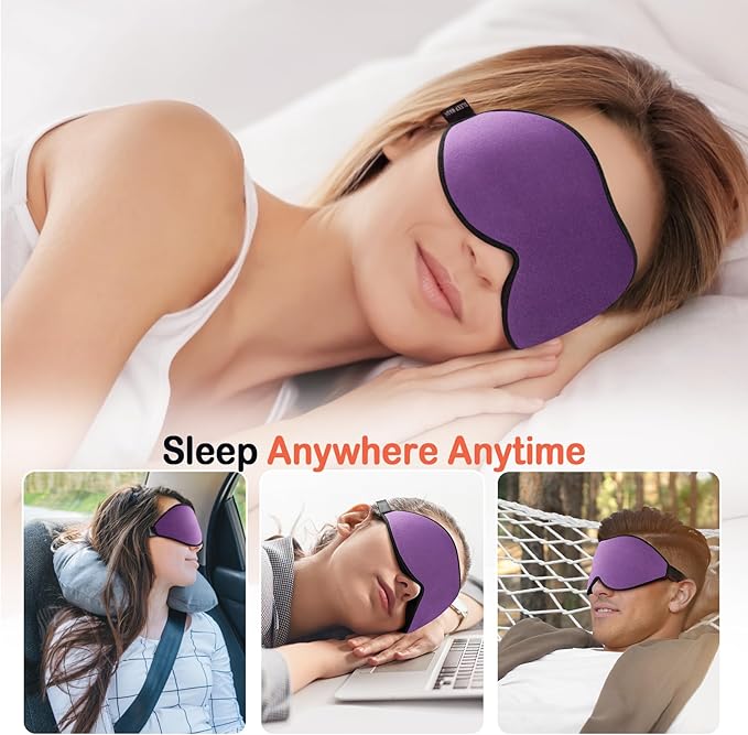 LitBear Sleep Mask for Side Sleeper Women Men, Eye Mask for Sleeping Light Blocking, 3D Contoured Cup Sleeping Mask, Soft Breathable Sleep Eye Mask with Adjustable Elastic Strap for Flight Nap-Velvo Beauty