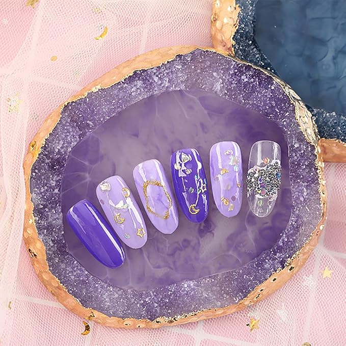 Resin Nail Art Palette Cosmetic Mixing Palette Nail Gel Polish Colors Mixing Pallet Makeup Palette Tray Purple-Velvo Beauty