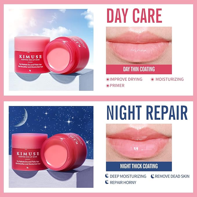 KIMUSE Lip Sleeping Mask Set - Overnight Treatment Lip Care Products | Moisturize & Nourish, Cracked Dry Lips, Intense Hydration with Shea Butter (SET)-Velvo Beauty