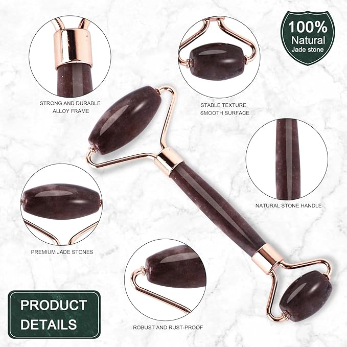 Jade Roller for Face, Facial Roller Massager Skin Care Tool, Gua Sha Facial Tools for Face, Neck, Eyes, Reduce Puffiness of The Skin(Purple)-Velvo Beauty