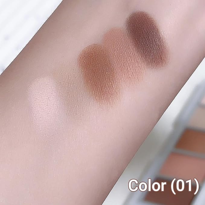 Erinde 5 Colors Matte Eyeshadow Palette Makeup, Natural Classic Nude Neutral Nude Brown Eye Shadow, Long Wearing Waterproof Everyday Eye Makeup for Brown Eyes, Off White Beige, Light to Dark Brown, 01-Velvo Beauty