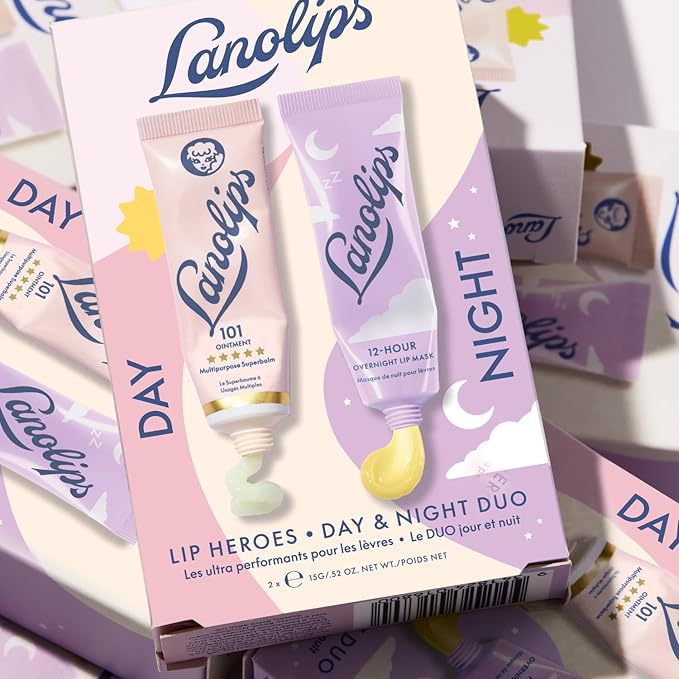 Lanolips 101 Lanolin Lip Balm & Overnight Lip Mask Duo - Heroes Kit for Complete Day to Night Care - Deeply Hydrating Moisturizer Set with Pure Lanolin Oil (2 Count)-Velvo Beauty