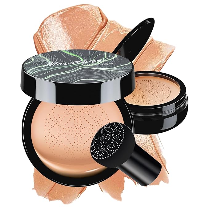 Mushroom Head Air Cushion CC Cream - BB Cream Face Makeup Foundation for Mature Skin Moisturizing Concealer Brighten Long-Lasting, Even Skin Tone for All Skin Types (Nude)-Velvo Beauty